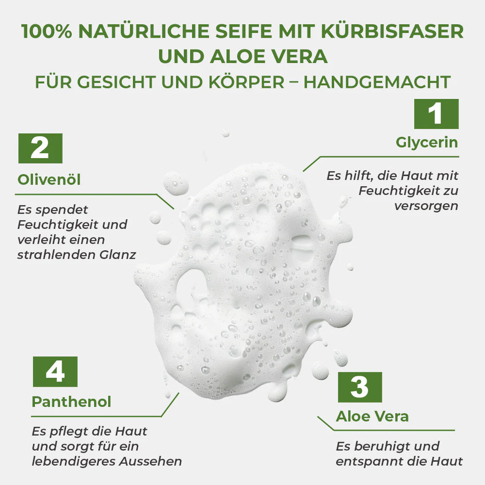 Pür Doğal 100% Natürliche Kürbisfaser Seife mit Aloe Vera 130gr – Sinoz