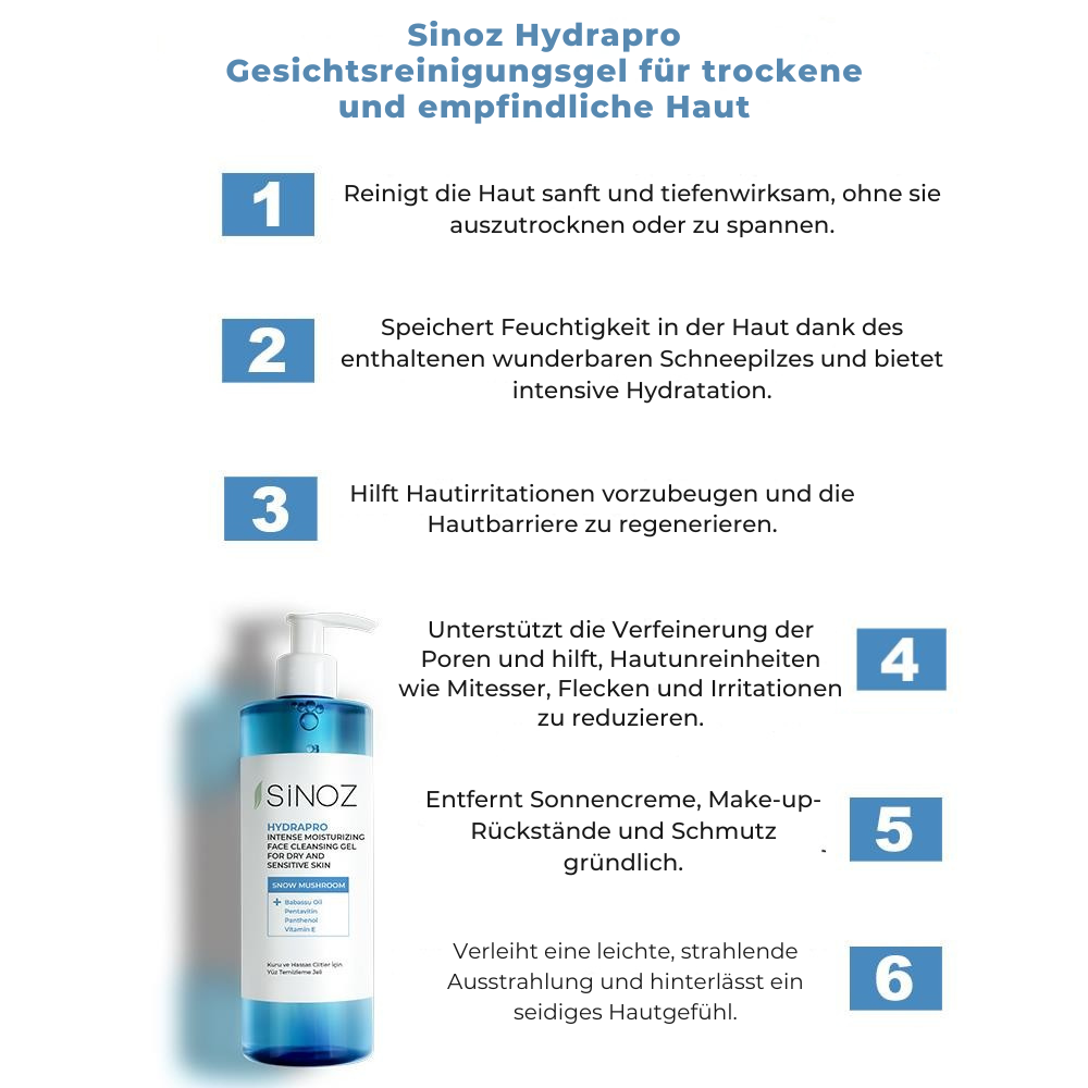 Sinoz Hydrapro intensive moisturizing facial cleansing gel for dry and sensitive skin 200ml